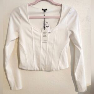 Express White Long Sleeve Corset Top Size S